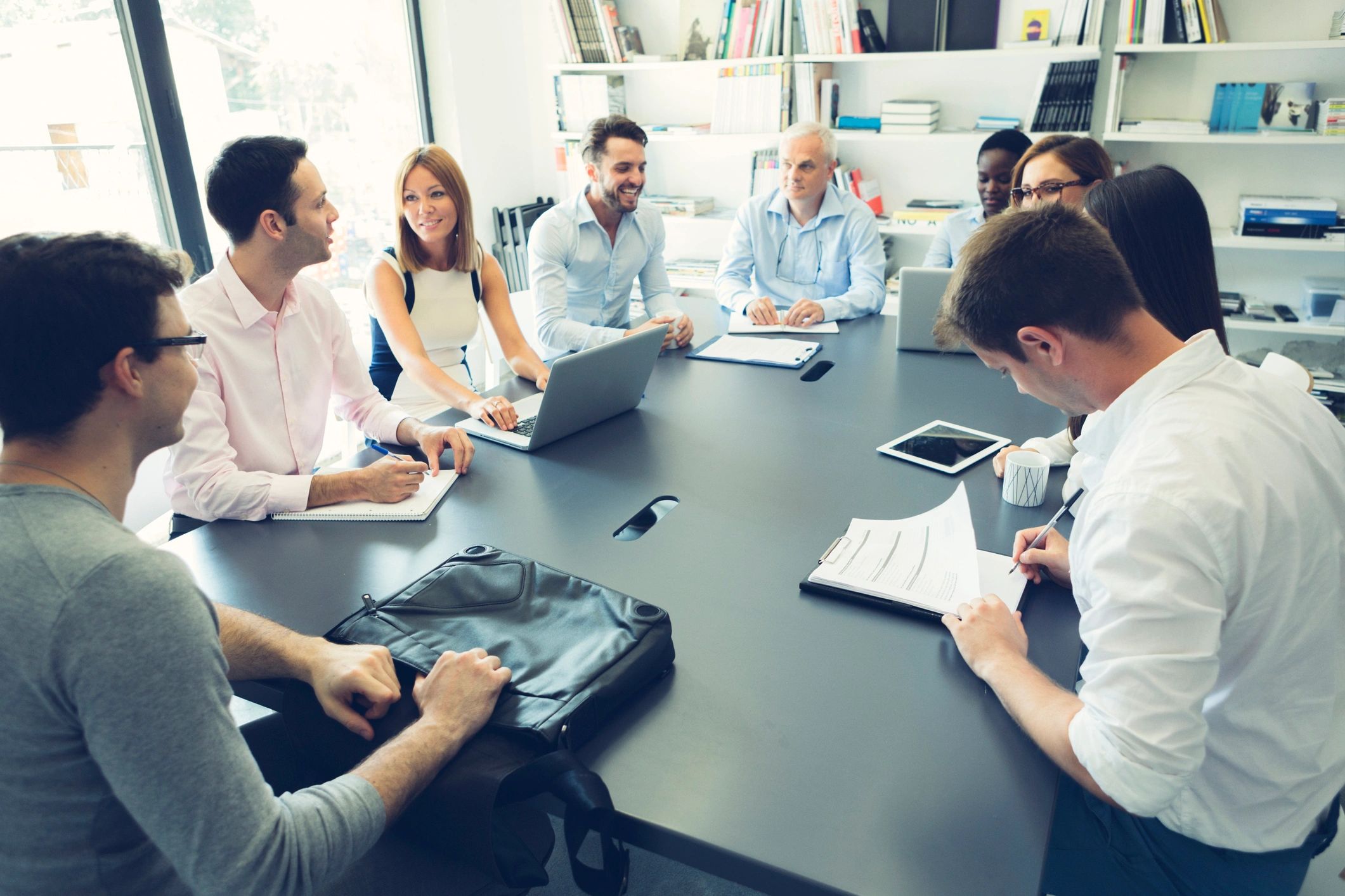 Executive team meeting in a modern office